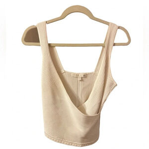 JONATHAN SIMKHAI CROSS FRONT CROPPED SWEATER BLOUSE